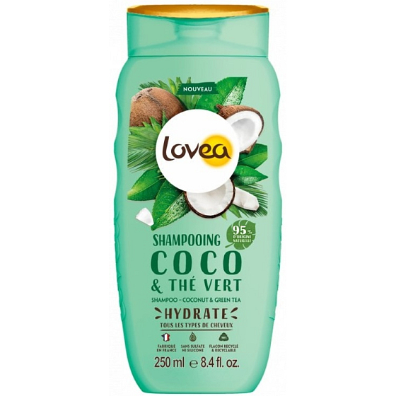 Lovea Kokos a zelený čaj šampón pre všetky typy vlasov 250 ml
