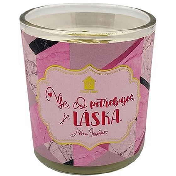 Nekupto Cosy home All you need is love darčeková vonná sviečka v skle 9 x 9,5 cm