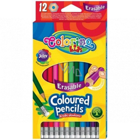 Colorino Šesťhranné stierateľné pastelky s gumou 12 farieb