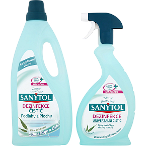 Sanytol dezinfekčný univerzálny čistiaci prostriedok na podlahy 1 l + Sanytol dezinfekčný univerzálny čistiaci prostriedok 500 ml, duopack