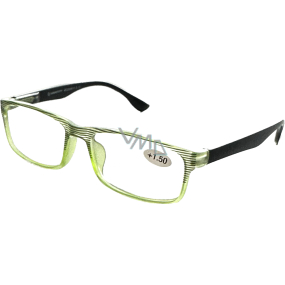 Berkeley Dioptrické okuliare na čítanie +1,5 plastové zelené, čierne pruhy 1 kus MC2248