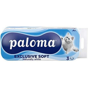 Paloma Exclusive Soft White 3vrstvový toaletný papier, 10 rolí, 12,98 m rola