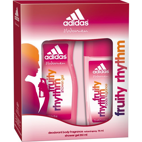 Adidas Fruity Rhythm parfumovaný deodorant sklo 75 ml + sprchový gél 250 ml, pre ženy kozmetická sada