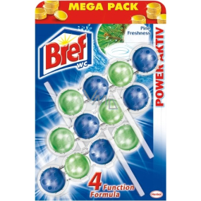 Bref Power Aktiv 4 Formula Pine Freshness WC blok pre hygienickú čistotu a sviežosť vašej toalety, farbivá voda, Mega balenie 3 x 50 g