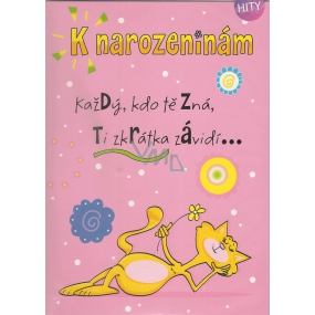 Albi Hracie prianie do obálky K narodeninám Mačka Elán 14,8 x 21 cm