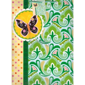 Nekupto Darčeková papierová taška 32,5 x 26 x 13 cm Zelená motýľ 1 kus 1011 50 KAL