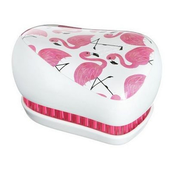 Tangle Teezer Compact Profesionálna kompaktná kefa na vlasy, Skinny Dip Flamingo Print