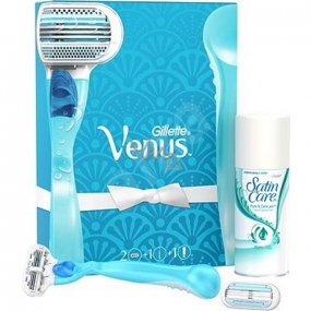 Gillette Venus holiaci strojček + náhradné hlavice 2 kusy + Satin Care gél na holenie 75 ml, kozmetická súprava pre ženy