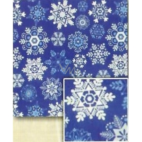 Nekupto Darčekový baliaci papier 70 x 500 cm Vianočný Modrý, vločky biele, strieborné, modré