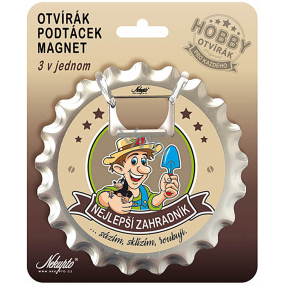 Nekupto Hobby 3v1 otvárač, podložka, magnet Najlepší záhradník 10 cm