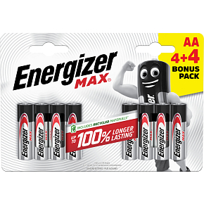 Energizer Max AA tužková batéria, 4 + 4 ks zadarmo