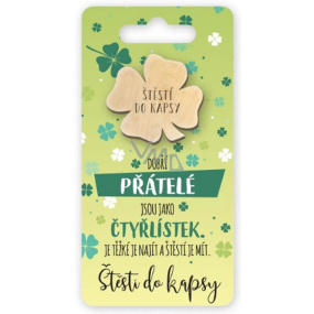 Nekupto Vreckové objatie Štvorlístok Dobrí priatelia sú ako štvorlístok, šťastie do vrecka 6 x 12 cm