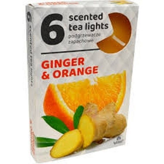 Tea Lights Ginger & Orange vonné čajové sviečky 6 kusov