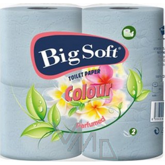 Big Soft Colour parfumovaný modrý 2 vrstvový 200 útržkov 4 kusy