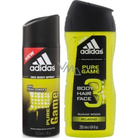 Adidas Pure Game dezodorant sprej pre mužov 150 ml + 3v1 sprchový gél na telo, tvár a vlasy 250 ml, duopack
