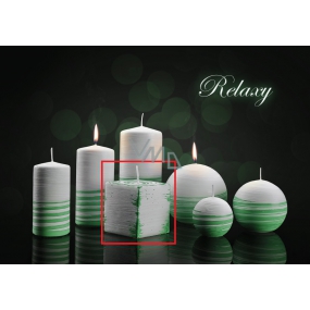 Lima Aromatická špirála Relax sviečka bielo - zelená kocka 65 x 65 mm 1 kus