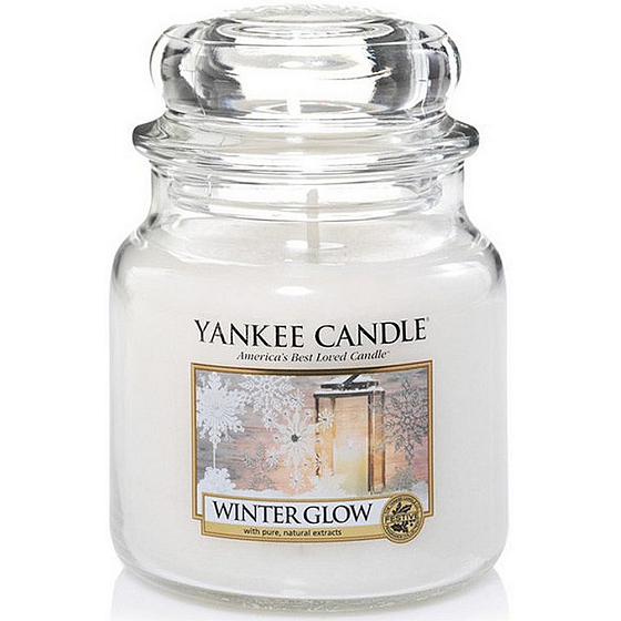 Yankee Candle Winter Glow - Zimný žiara vonná sviečka Classic strednej sklo 411 g