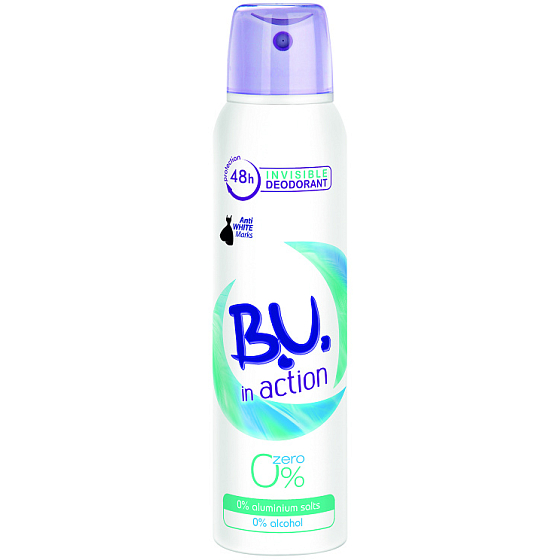 BU In Action Zero 0% Invisible 48h deodorant sprej pre ženy 150 ml