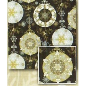 Nekupto Darčekový baliaci papier 70 x 200 cm Vianočný Čierny, strieborný, zlaté gule