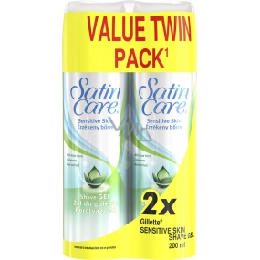 Gillette Satin Care With Aloe Vera Sensitive Skin gél na holenie pre ženy 2 x 200 ml, duopack