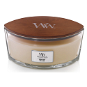 WoodWick White Honey - Biely med vonná sviečka s dreveným širokým knôtom a viečkom loď 453 g