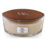 WoodWick White Honey - Biely med vonná sviečka s dreveným širokým knôtom a viečkom loď 453 g