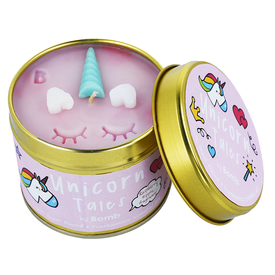 Bomb Cosmetics Rozprávky o jednorožcovi - Unicorn Tales Vonná prírodná, ručne vyrobená sviečka v plechovej dóze horí až 35 hodín