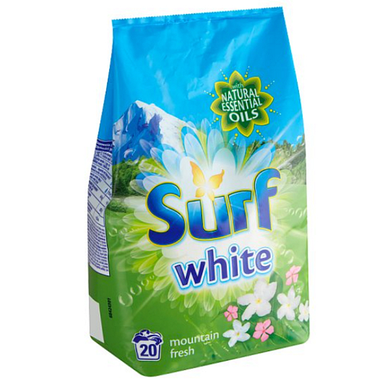 Surf White Mountain Fresh prášok na pranie bielej bielizne 20 dávok 1,3 kg