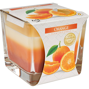 BISPOL Orange - Pomaranč trojfarebná vonná sviečka sklo, doba horenia 32 hodín 170 g