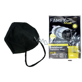 Famex Respirátor ústnej ochranný 5-vrstvový FFP2 tvárová maska čierna 1 kus