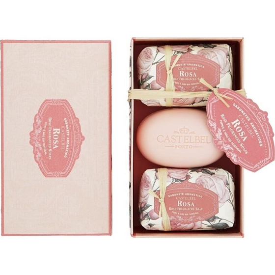 Castelbel Ruže toaletné mydlo 3 x 150 g, kozmetická sada pre ženy