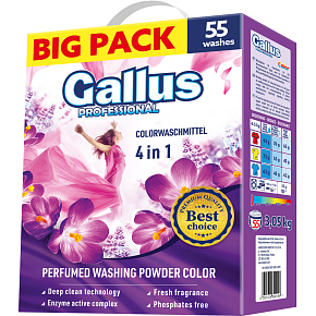 Gallus prací prášok Color Box, 55 dávok, 3,05 kg