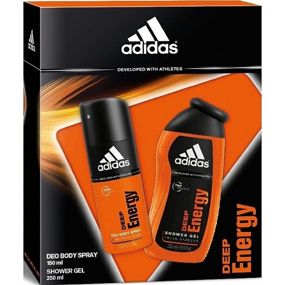 Adidas Deep Energy deodorant sprej 150 ml + sprchový gél 250 ml, kozmetická sada