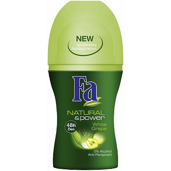 Fa Natural & Care Biely strapec guličkový antiperspirant dezodorant roll-on pre ženy 50 ml