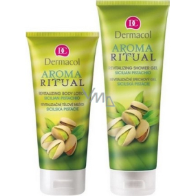 Dermacol Aroma Ritual Sicílska pistácie Revitalizačný telové mlieko 200 ml + sprchový gél 250ml, kozmetická sada