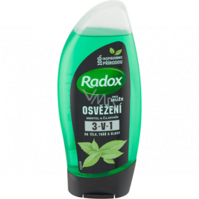 Radox Men Osviežujúci mentol a čajovník 3v1 sprchový gél na telo, tvár a šampón pre mužov 250 ml