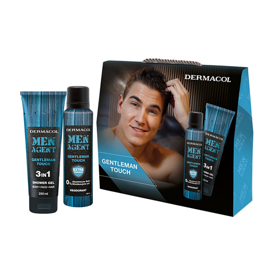 Dermacol Men Agent Gentleman Touch sprchový gél 250 ml + dezodorant sprej 150 ml, kozmetická sada