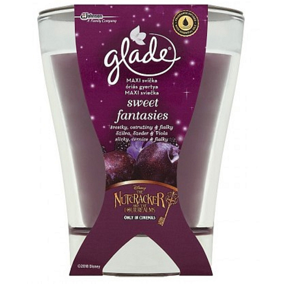 Glade by Brise Sweet Fantasies - Švestka a šťavnatá ostružina vonná veľká sviečka v skle, doba horenia až 52 hodín 224 g