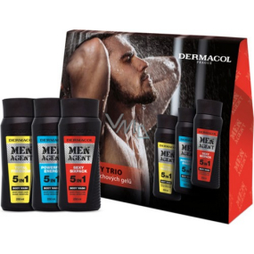 Dermacol Men Agent Sexy Trio Total Freedom 5v1 sprchový gel 250 ml + Sexy Sixpack 5v1 sprchový gel 250 ml + Powerful Energy 5v1 sprchový gél 250 ml, kozmetická sada