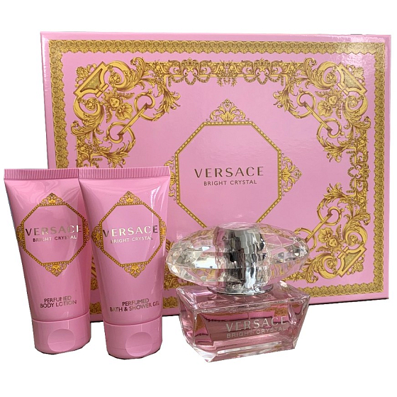 Versace Bright Crystal toaletná voda pre ženy 50 ml + telové mlieko 50 ml + sprchový gél 50 ml, darčeková sada pre ženy