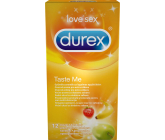 Durex Taste Me farebný kondóm s vrúbkovaným povrchom nominálna šírka: 53 mm 12 kusov