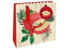 Nekupto Darčeková papierová taška luxusná 18 x 16 cm Vianočné jablká