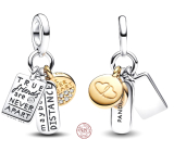 Charm Striebro 925 Priateľstvo 3v1, prívesok na náramok priateľstva