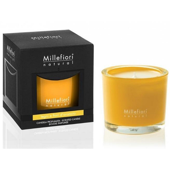 Millefiori Milano Natural Légny e Fiori d'Arancio - Drevo a Pomarančové kvety Vonná sviečka 180 g