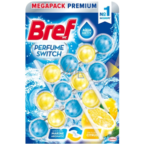 Bref Perfume Switch Marine-Citrus WC blok s vôňou sviežosti a citrusu efekt zmeny vôňa 3 x 50 g