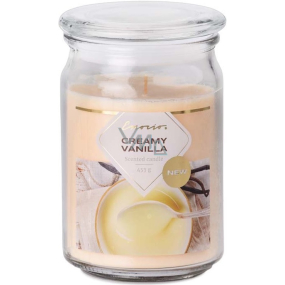 Emocio Creamy Vanilla - Sviečka s vôňou krémovej vanilky sklenená so skleneným viečkom 453 g 93 x 142 mm