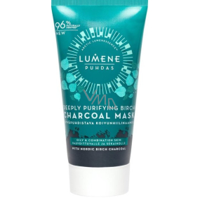 Lumene Puhdas Deeply Purifying Birch Charcoal Mask hĺbkovo čistiaca pleťová maska s dreveným uhlím pre zmiešanú a mastnú pleť 75 ml