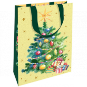 Nekupto Darčeková papierová taška s razbou 17,5 x 11 x 8 cm Vianočný stromček s darčekmi