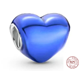 Prívesok Striebro 925 Kovové modré srdce, korálik na náramok, láska