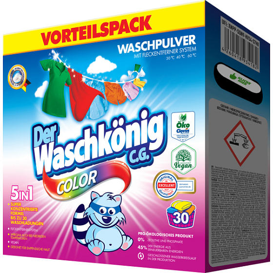 Der Washkönig Color Box prací prášok na farebnú bielizeň 30 dávok 1,95 kg